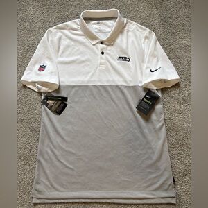 Nike NFL Seattle Seahawks ON-FIELD Men's Dri-Fit Golf White and Gray Polo Shirt